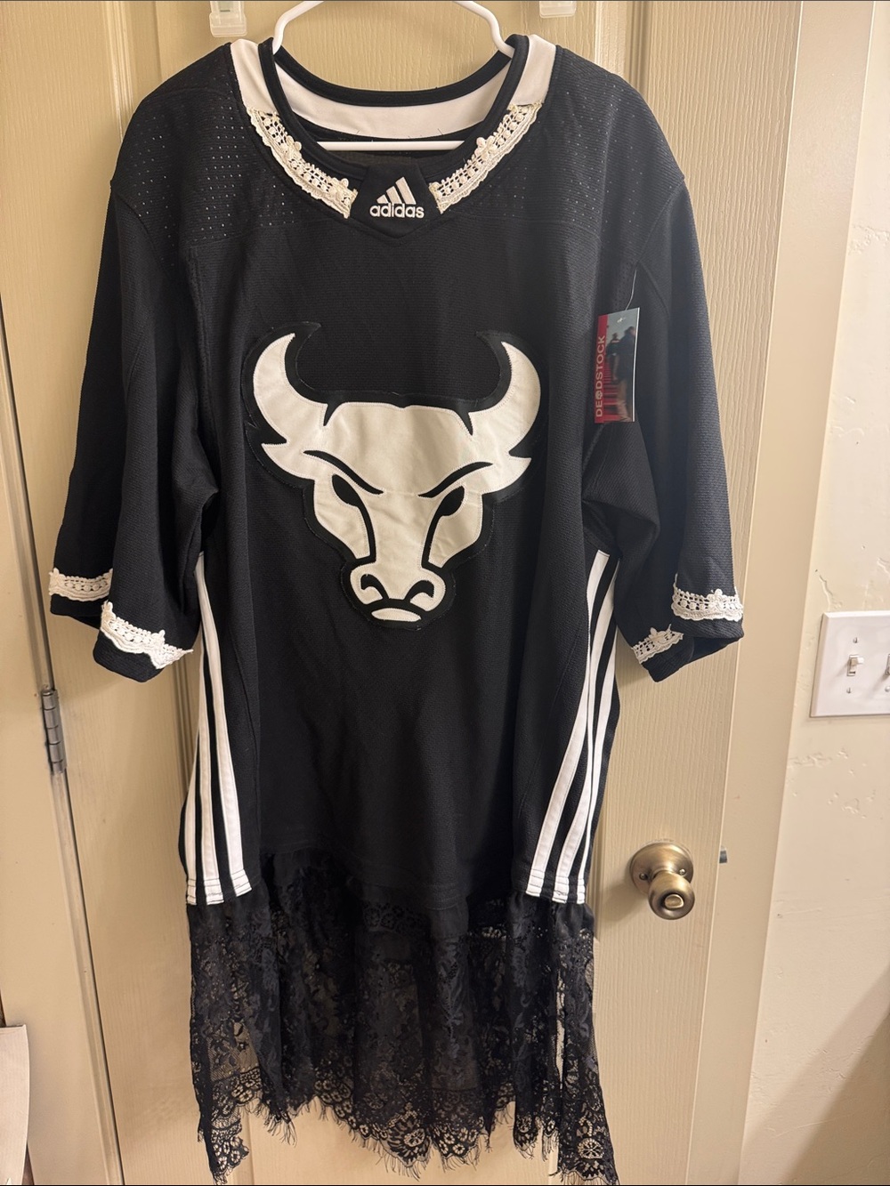 Custom made adidas Houston Texans Black & White Lace-Trim jersey dress.